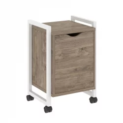 Тумба на колесных опорах с распашным фасадом LOFT VR.L-T2.K Металл белый Тиквуд темный