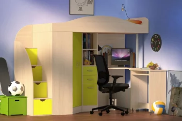 Кровать-стол Юниор 4 (Дуб/Лайм)
