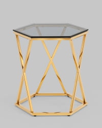 Журнальный столик Круз 48*42 стекло smoke сталь Золото