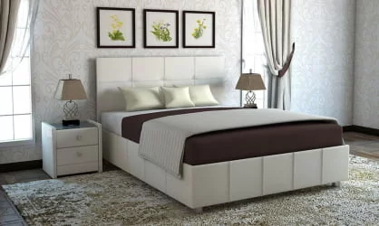 Кровать с мягким изголовьем Бежевый_68174