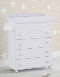 Детский комод Micuna Bonne Nuit пеленальный B-970 white матрасик stars grey