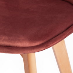 Стул TULIP SOFT (mod. 74) / 1 шт. в упаковке вельвет/дерево , 54 х 47 х 83 см , коралловый (HLR 44)/натуральный