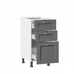 Тумба кухонная 400 с 3 ящиками ЛЮКС (4) Амели-3 ЛД 299.880.000.063 Белый Оникс серый