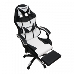Кресло 1209 KINGQUEEN, цвет черный/белый с подсветкой, 1209-black-white-mass-led