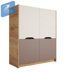 Шкаф RICH ШК-004 Миндаль/Глиняный серый/дуб крафт золотой