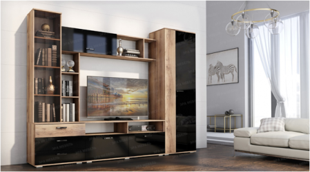 Гостиная Крокус Дуб делано/Белый глянец