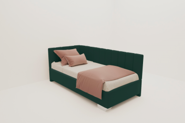 Детская кровать 190 90 ТЕРРА БЕЗ ОСНОВАНИЯ (BERHOUSE) Материал фасада: Металл/Велюр; Спальное место: 900х1900; Цвет: Зеленый