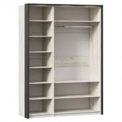 Шкаф трехстворчатый с комбинированными дверями и паспарту Техно 11 Дуб Крафт белый Серый шифер