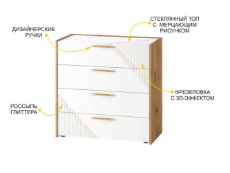 Комод в спальню Монако 903.18 Дуб Вотан / Белый шпон / Альпийский белый