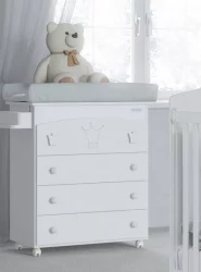 Детский комод Micuna Valentina пеленальный B-970 white матрасик stars grey