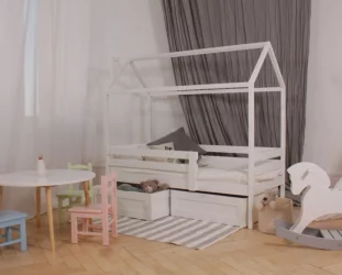 Детская кровать с бортиком RooRoom кд-3Р с ящиками Розовый