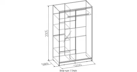 Шкаф-купе 3 Simple Ясень шимо светлый