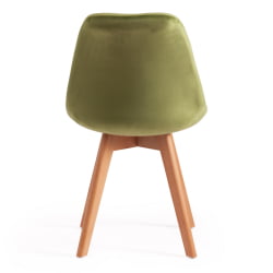 Стул TULIP SOFT (mod. 74) / 1 шт. в упаковке вельвет/дерево , 54 х 47 х 83 см , зеленый (HLR 54)/натуральный