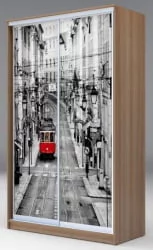 Шкаф-купе с фотопечатью Хит-23-17-77 Лондон Ясень шимо темный