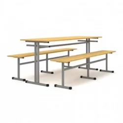 Стол обеденный 6-и местный с двумя подвесными скамьями АЛц.СТШС-6