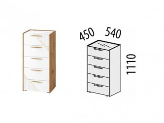 Комод в спальню Монако 903.19 Дуб Вотан / Белый шпон / Альпийский белый