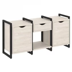 Тумба на регулируемых опорах наборная. Вариант №7 LOFT VR.L-TN-7.O Металл черный Денвер светлый