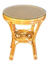 Стол Багама круглый с плетеной столешницей Bahama2 мед