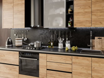 Шкаф кухонный 400 со стеклом (правый) Шервуд ЛД 281.322.000.023 Черный