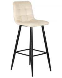 Стул барный ДОБРИН НИCОЛЕ (черные матовые ножки, кремовый велюр (108-113)) 2 шт / DOBRIN NICOLE