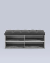 Обувница Хольст 2 серая велюр тёмно-серый