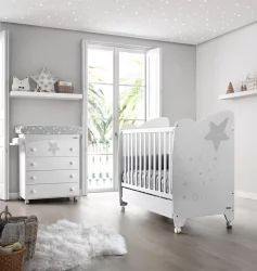 Детский комод Micuna Estela пеленальный B-970 white/grey матрасик grey stars