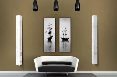 Поворотный шкаф в белом глянцевом стекле Иглу Шелф Венге