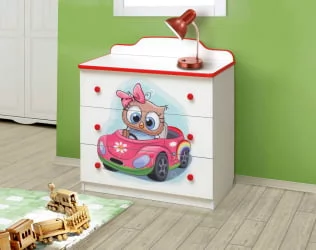 Комод №1 с фотопечатью Совята Белый