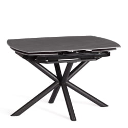 Стол обеденный Winston/Винстон столешница керамика (матовая) /опоры металл, темно-серый/черный, (120+30+30)x80x75 см