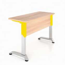 Парта двухместная Де Гласси Н (рост 3-5)  ЛДСП Серый/ Металл Серый+Желтый