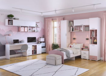 Детская кровать Лило с мягкими спинками, ясень анкор светлый/ велюр EFFECT 11