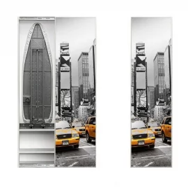 Узкий шкаф в прихожую Iron Box Print (левый) Венге