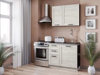 Тумба кухонная 600 с 2 ящиками ЛЮКС (4) Тип 1 Винченца ЛД 234.900.000.068 Черный Дуб Крафт белый