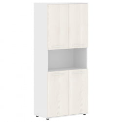 Шкаф с двумя комплектами глухих малых дверей ЕДИС ЕХCС 85.4 Ясень Траун Белый Белый / EDIS EHCS