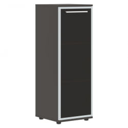 Шкаф-колонка со стеклянной дверью в металлической раме левый ЕДИС ЕМCС 42.7 Л Белый Мокко / EDIS EMCS L