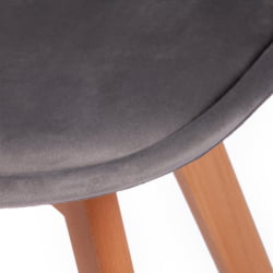 Стул TULIP SOFT (mod. 74) / 1 шт. в упаковке вельвет/дерево , 54 х 47 х 83 см , светло-серый (HLR19)/натуральный