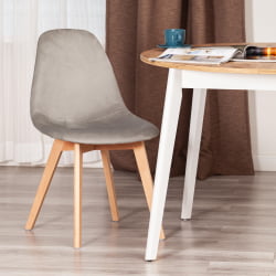 Сту CИНДЙ СОФТ (мод. C1021Ф1-1) велюр/дерево бук, 55 х 48 х 83 см, Светло-серый ХЛР39 / натуральный / CINDY SOFT (mod. C1021F1-1) HLR39