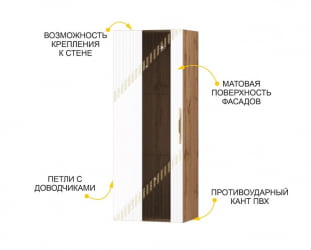 Сервант Монако 606.07 Дуб Вотан / Белый шпон/ Альпийский белый