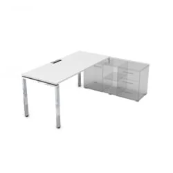 Стол рабочий, прямолинейный три опоры, правый GLOSS LINE НСТП-П.979 Белый Премиум
