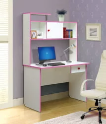 Стол компьютерный №9 Белый/Ярко-розовый