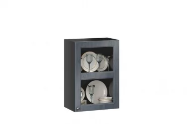 Шкаф кухонный 400 со стеклом Тип 1 Мокка ЛД 274.320.000.148 Черный Дуб фактурный антрацит