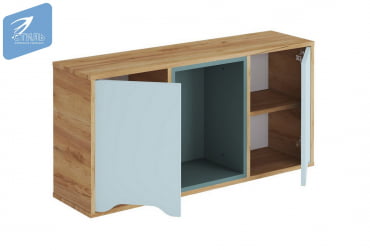 Полка навесная RICH ПН-001 Мята/Сумеречный голубой/дуб крафт золотой