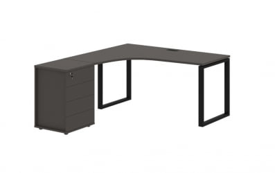 Стол эргономичный с тумбой левый EDIS EQCET 1518 L Мокко Черный