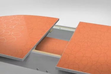 Стол обеденный Универсальный 32мм ХРОМ мет.напр. 3 кат. 105 8508  круги ЛДСП серый