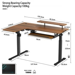 Стол для компьютера угловой (левый) c электрической регулировкой по высоте EUREKA ERK-L60L-WN