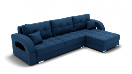 Диван Элита-3 угол левый/правый (ЗР) Цвет фасада: Синий; Тип: Левый/правый; Материал фасада: Металл/Велюр
