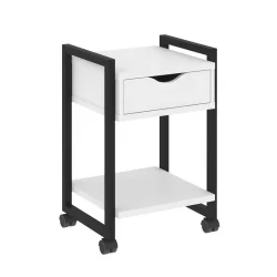 Тумба на колесных опорах с ящиком и полкой LOFT VR.L-T1.K Металл черный Белый Бриллиант