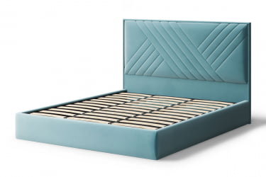 Кровать МИРА 2000*1200мм (без опор), велюр NEO 22 (бирюзовый), (б/основания, б/матраса)