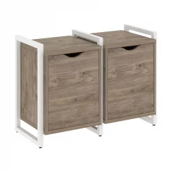 Тумба на регулируемых опорах наборная. Вариант №2 LOFT VR.L-TN-2.O Металл белый Тиквуд темный