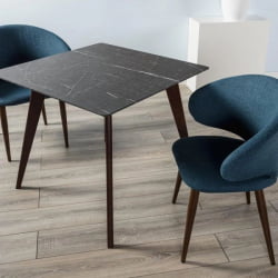 Стол Лунд 860*860 мрамор Графит /темный орех